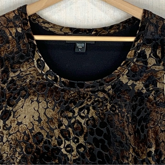 Karen Kane~Long Sleeve Animal Print Burn Out‎ Velour Knee Length Dress~Sz L - Picture 4 of 14